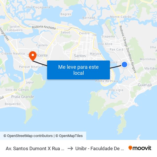 Av. Santos Dumont X Rua Orlando Silva to Unibr - Faculdade De São Vicente map