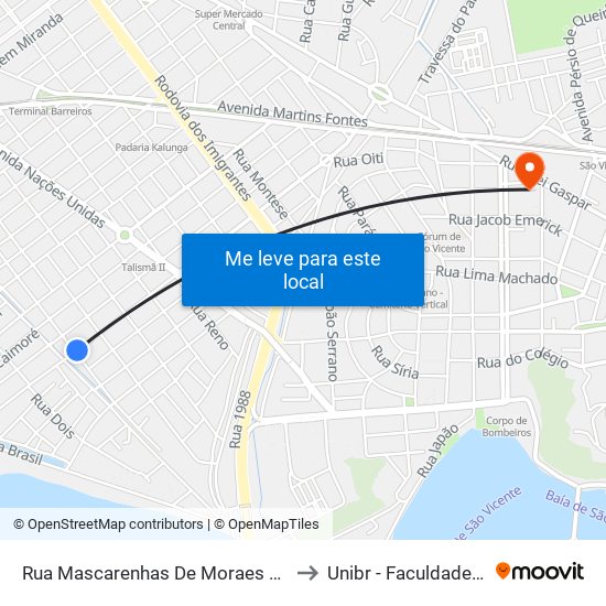 Rua Mascarenhas De Moraes X Rua Cidade De Cubatão to Unibr - Faculdade De São Vicente map