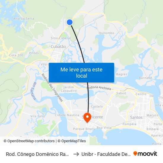 Rod. Cônego Domênico Rangoni (Braskem) to Unibr - Faculdade De São Vicente map