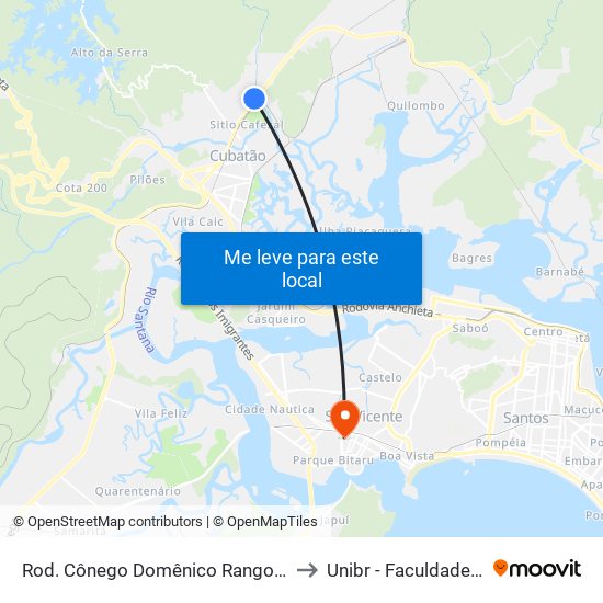 Rod. Cônego Domênico Rangoni (Petrocoque/Perequê) to Unibr - Faculdade De São Vicente map