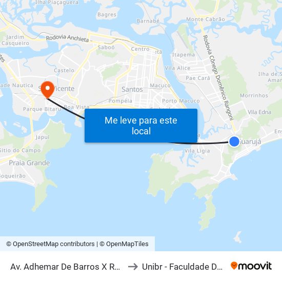 Av. Adhemar De Barros X Rua Manoel Araújo to Unibr - Faculdade De São Vicente map