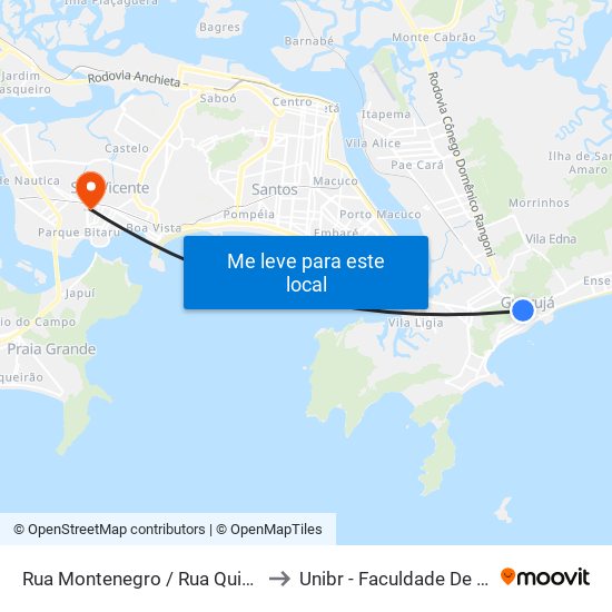 Rua Montenegro / Rua Quintino Bocaiúva to Unibr - Faculdade De São Vicente map