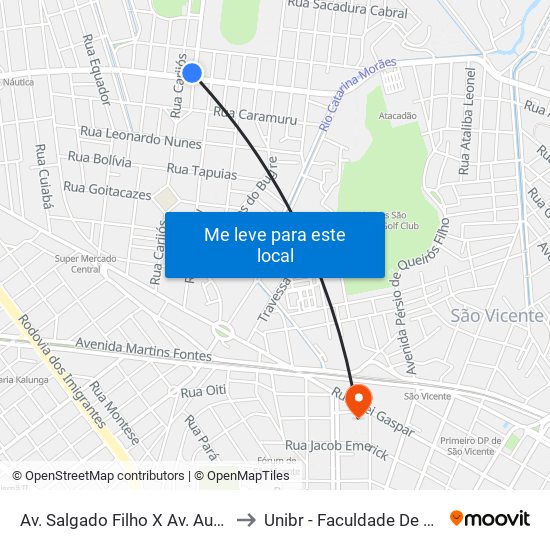 Av. Salgado Filho X Av. Augusto Severo to Unibr - Faculdade De São Vicente map