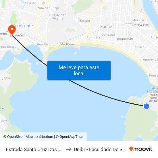 Estrada Santa Cruz Dos Navegantes to Unibr - Faculdade De São Vicente map