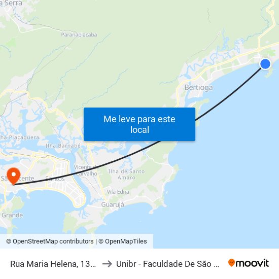 Rua Maria Helena, 137-221 to Unibr - Faculdade De São Vicente map