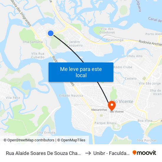 Rua Alaíde Soares De Souza Chaves (Praça Elenilson Da Silva Santos) to Unibr - Faculdade De São Vicente map