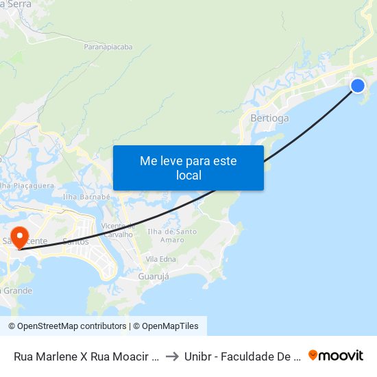 Rua Marlene X Rua Moacir Prado Simões to Unibr - Faculdade De São Vicente map