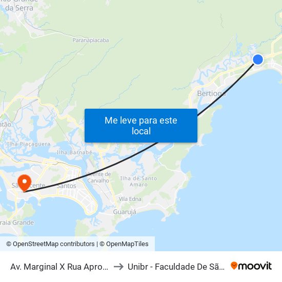 Av. Marginal X Rua Aprovada 613 to Unibr - Faculdade De São Vicente map