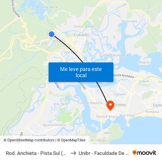 Rod. Anchieta - Pista Sul (Caixa D'Água)) to Unibr - Faculdade De São Vicente map