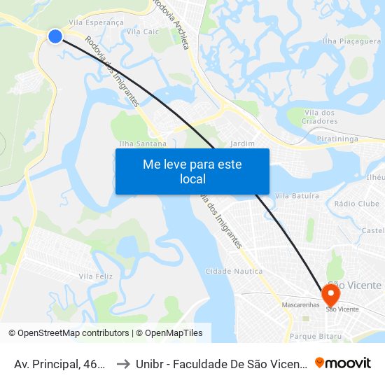 Av. Principal, 4609 to Unibr - Faculdade De São Vicente map