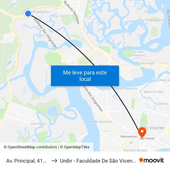 Av. Principal, 4159 to Unibr - Faculdade De São Vicente map