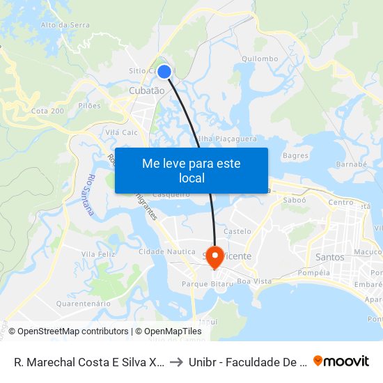 R. Marechal Costa E Silva X Av. Tiradentes to Unibr - Faculdade De São Vicente map