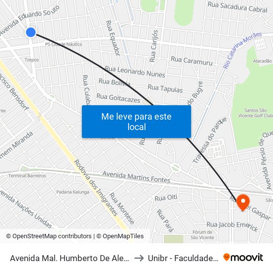 Avenida Mal. Humberto De Alencar Castelo Branco, 426 to Unibr - Faculdade De São Vicente map