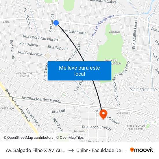 Av. Salgado Filho X Av. Augusto Severo to Unibr - Faculdade De São Vicente map