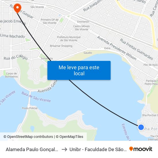 Alameda Paulo Gonçalves, 354 to Unibr - Faculdade De São Vicente map