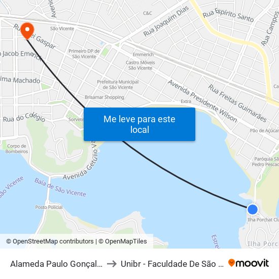 Alameda Paulo Gonçalves, 63 to Unibr - Faculdade De São Vicente map