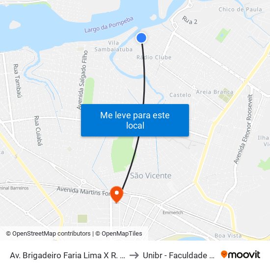 Av. Brigadeiro Faria Lima X R. Esculapio Cezar Paiva to Unibr - Faculdade De São Vicente map