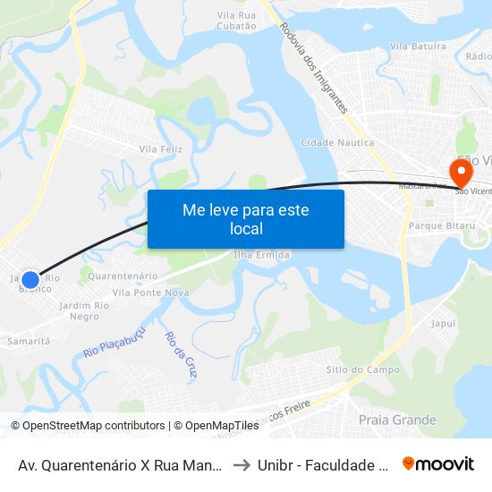 Av. Quarentenário X Rua Manoel Lopes Figueiredo to Unibr - Faculdade De São Vicente map