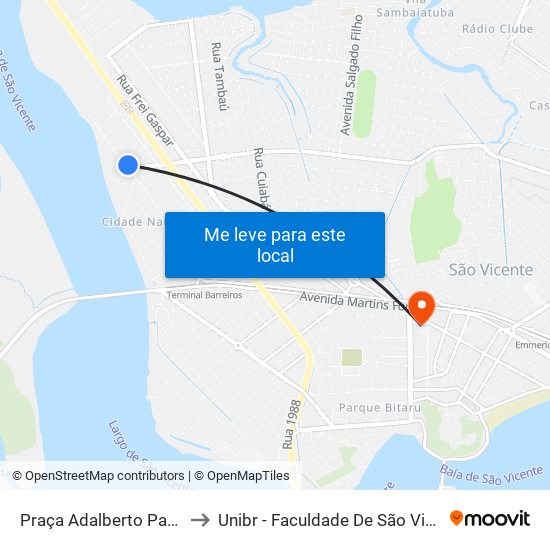 Praça Adalberto Panzan to Unibr - Faculdade De São Vicente map