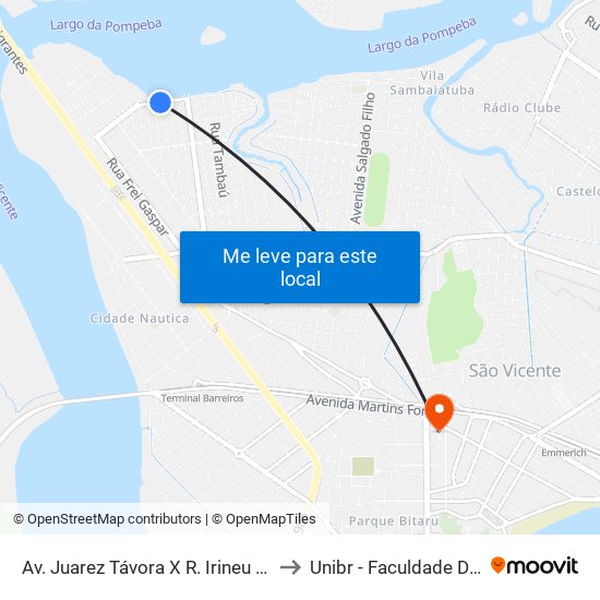 Av. Juarez Távora X R. Irineu Abilheira De Castro to Unibr - Faculdade De São Vicente map