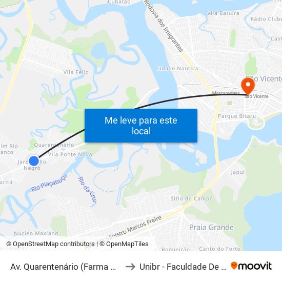 Av. Quarentenário (Farma Conde/Univesp) to Unibr - Faculdade De São Vicente map