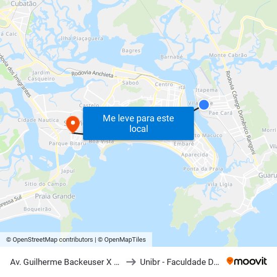 Av. Guilherme Backeuser X Rua Mato Grosso to Unibr - Faculdade De São Vicente map