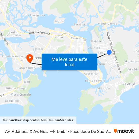 Av. Atlântica X Av. Guarujá to Unibr - Faculdade De São Vicente map