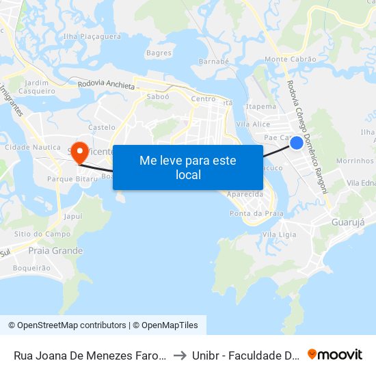 Rua Joana De Menezes Faro X Av. Mario Daige to Unibr - Faculdade De São Vicente map