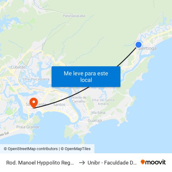 Rod. Manoel Hyppolito Rego (Km 226+200m) to Unibr - Faculdade De São Vicente map