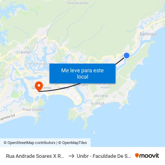 Rua Andrade Soares X Rua Tamoios to Unibr - Faculdade De São Vicente map