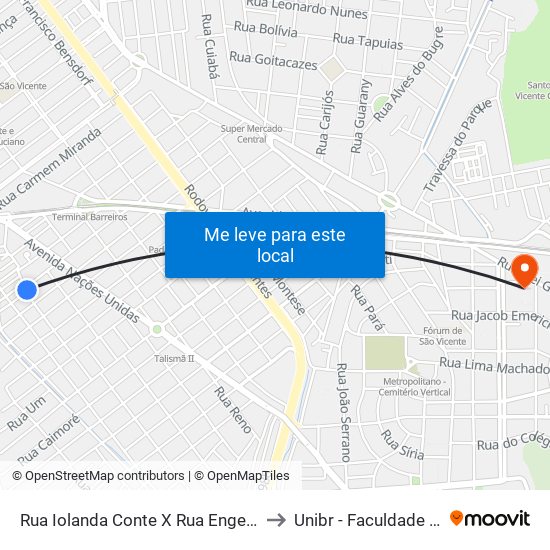 Rua Iolanda Conte X Rua Engenheiro André Rebouças to Unibr - Faculdade De São Vicente map