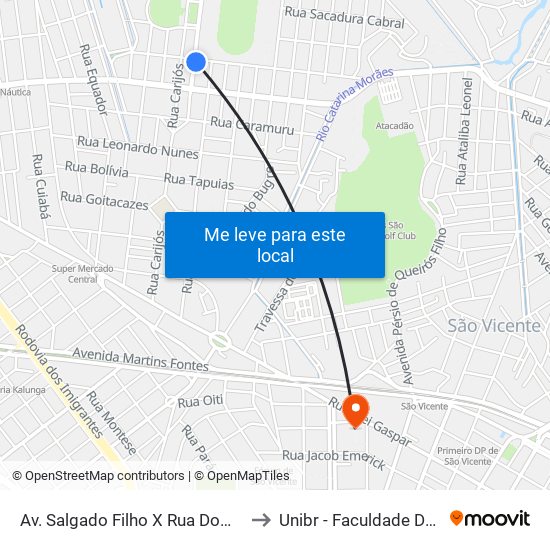 Av. Salgado Filho X Rua Dom Duarte Da Costa to Unibr - Faculdade De São Vicente map