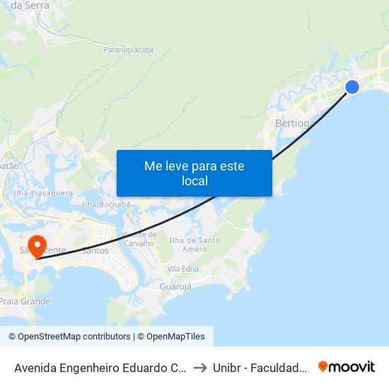 Avenida Engenheiro Eduardo Correa Da Costa Júnior, 718 to Unibr - Faculdade De São Vicente map