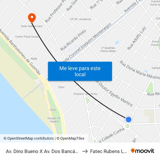 Av. Dino Bueno X Av. Dos Bancários to Fatec Rubens Lara map