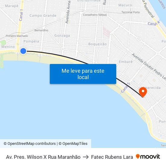 Av. Pres. Wilson X Rua Maranhão to Fatec Rubens Lara map