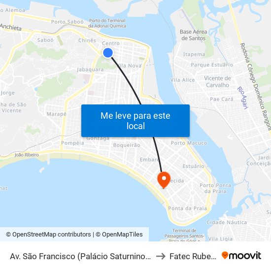 Av. São Francisco (Palácio Saturnino De Brito/Sabesp) to Fatec Rubens Lara map