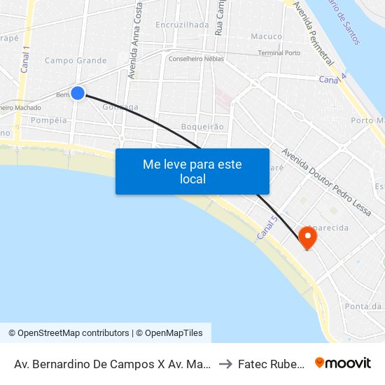 Av. Bernardino De Campos X Av. Marechal Deodoro to Fatec Rubens Lara map