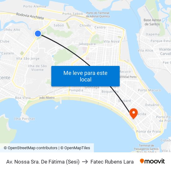 Av. Nossa Sra. De Fátima (Sesi) to Fatec Rubens Lara map