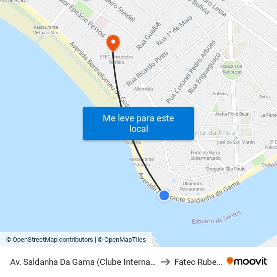 Av. Saldanha Da Gama (Clube Internacional De Regatas) to Fatec Rubens Lara map