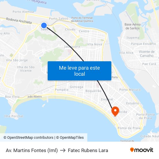 Av. Martins Fontes (Iml) to Fatec Rubens Lara map