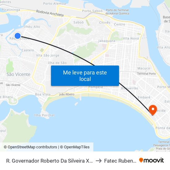 R. Governador Roberto Da Silveira X R. Mongaguá to Fatec Rubens Lara map