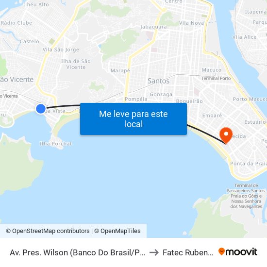 Av. Pres. Wilson (Banco Do Brasil/Paguemenos) to Fatec Rubens Lara map