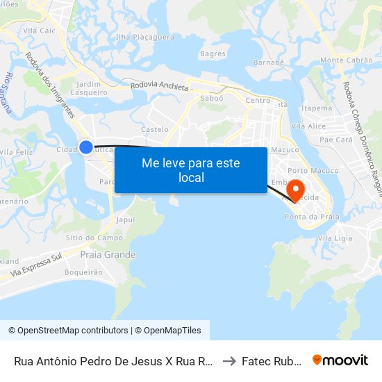 Rua Antônio Pedro De Jesus X Rua Raul Serapião Barroso to Fatec Rubens Lara map