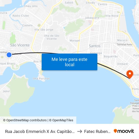 Rua Jacob Emmerich X Av. Capitão-Mor Aguiar to Fatec Rubens Lara map