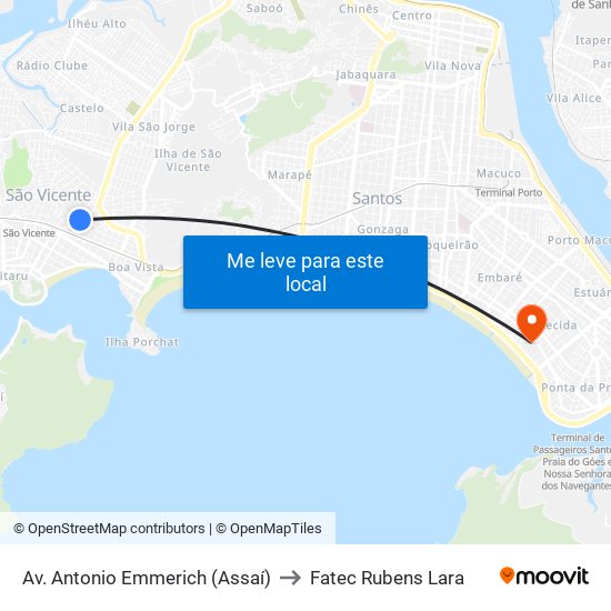 Av. Antonio Emmerich (Assaí) to Fatec Rubens Lara map