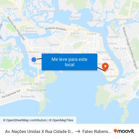 Av. Nações Unidas X Rua Cidade De Santos to Fatec Rubens Lara map