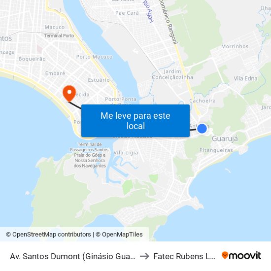 Av. Santos Dumont (Ginásio Guaibê) to Fatec Rubens Lara map