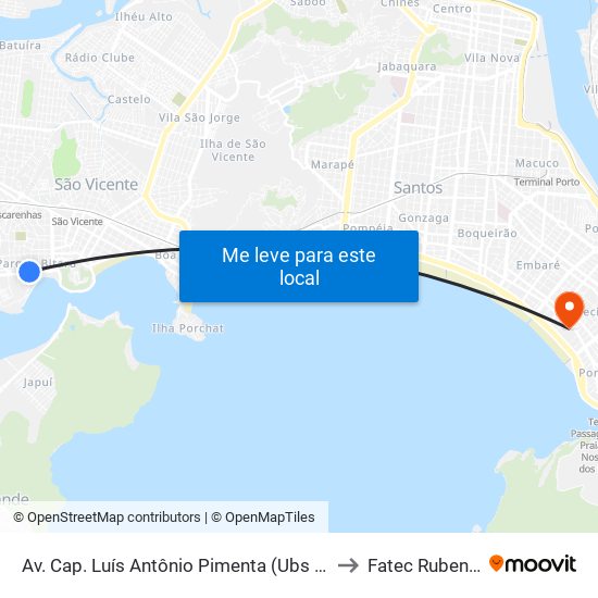 Av. Cap. Luís Antônio Pimenta (Ubs Parque Bitarú) to Fatec Rubens Lara map
