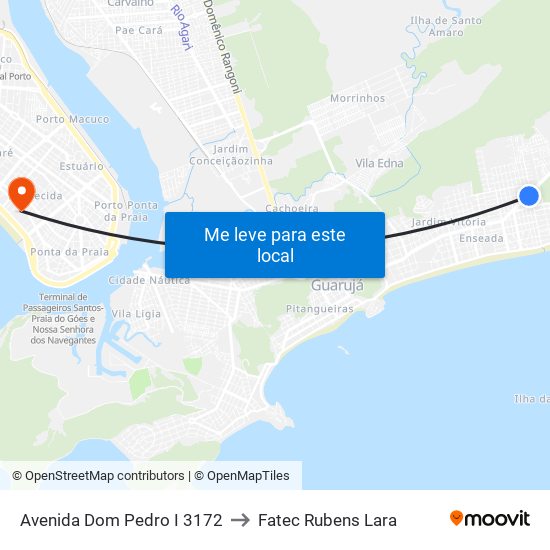 Avenida Dom Pedro I 3172 to Fatec Rubens Lara map
