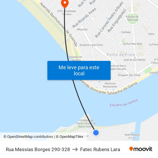 Rua Messías Borges 290-328 to Fatec Rubens Lara map